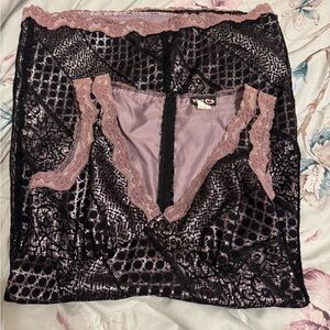 Sexy black lace and lavendar slip dress sz L